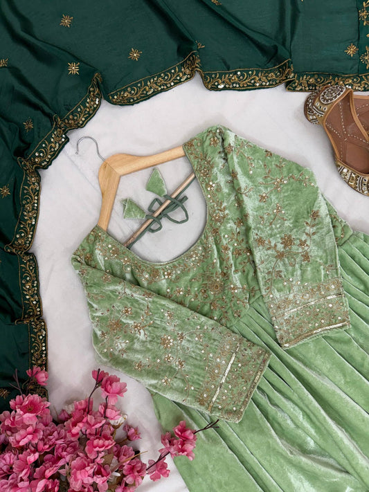 velvet anarkali gown